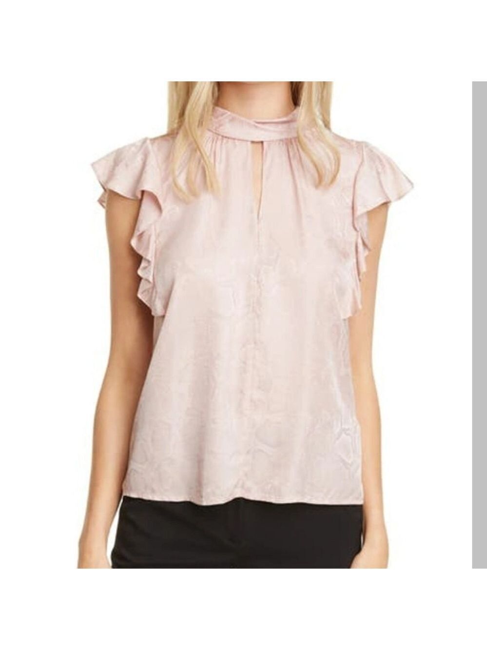 Rebecca Taylor Snake Print Jacquard Blouse in Rose Quartz